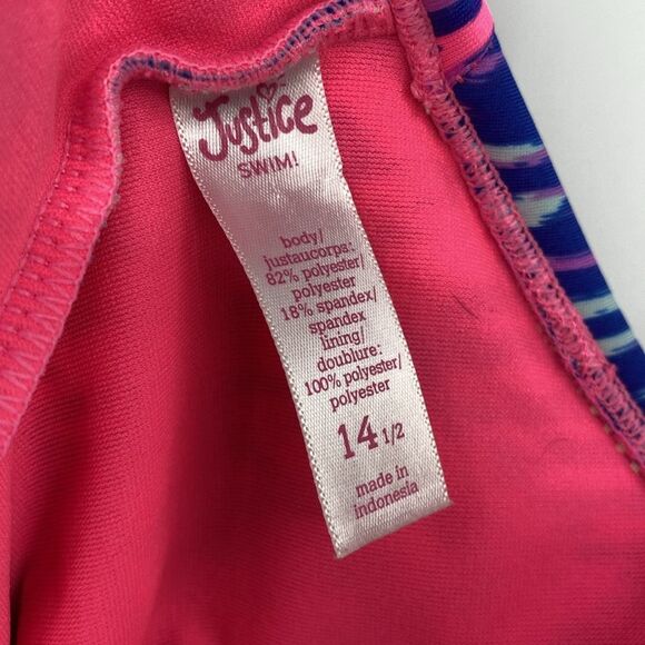 Justice Swimsuit Tankini Top Bikini Bottom Ruffle Front Sides 14 1/2 - Picture 4 of 7